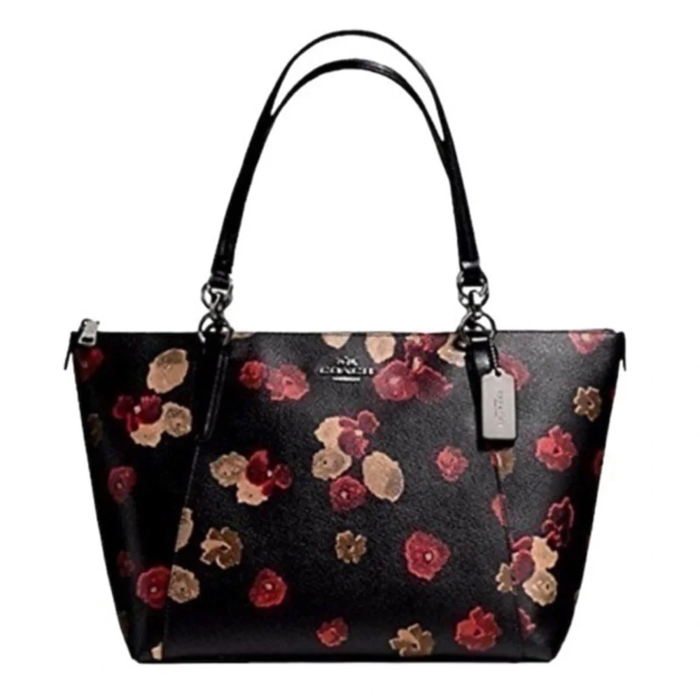 Coach F55541 Ava Halftone floral zipper tote bag gorgeous